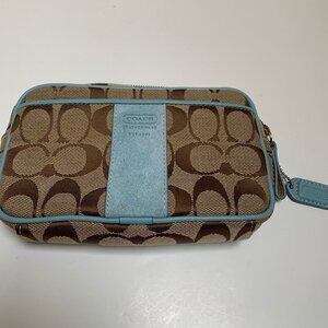 Rare Vintage Coach Blue Suede and Logo Fabric Belt bag